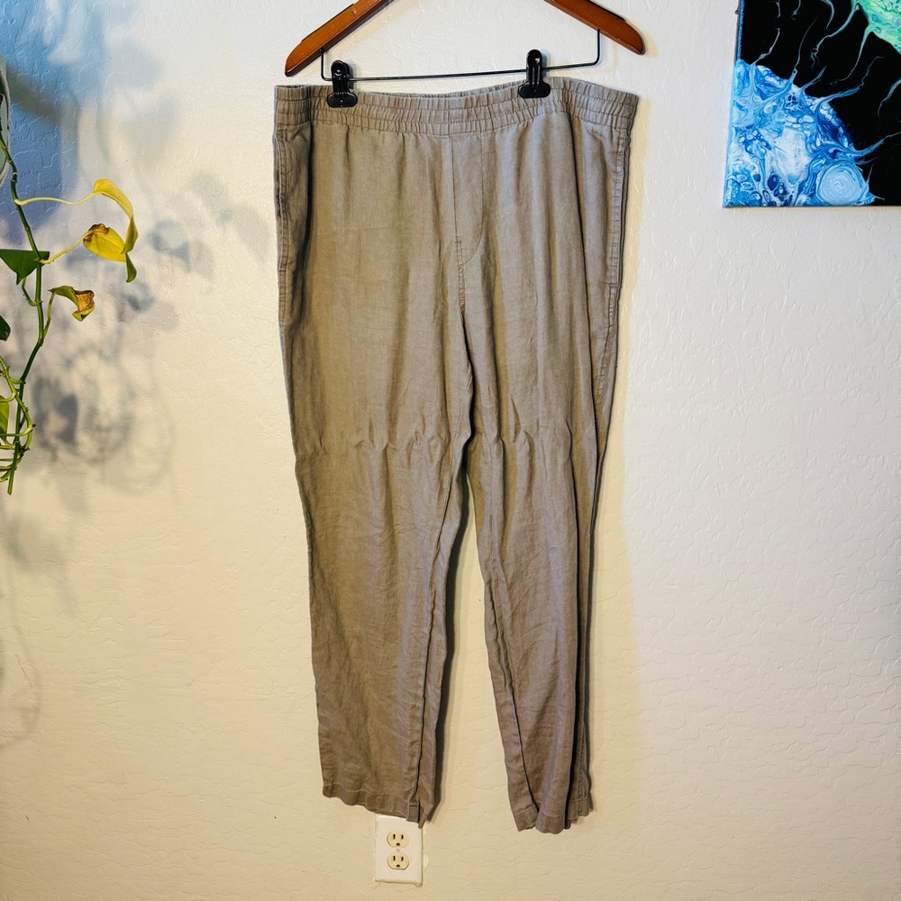 H&M Khaki Regular Linen Lounge Pants